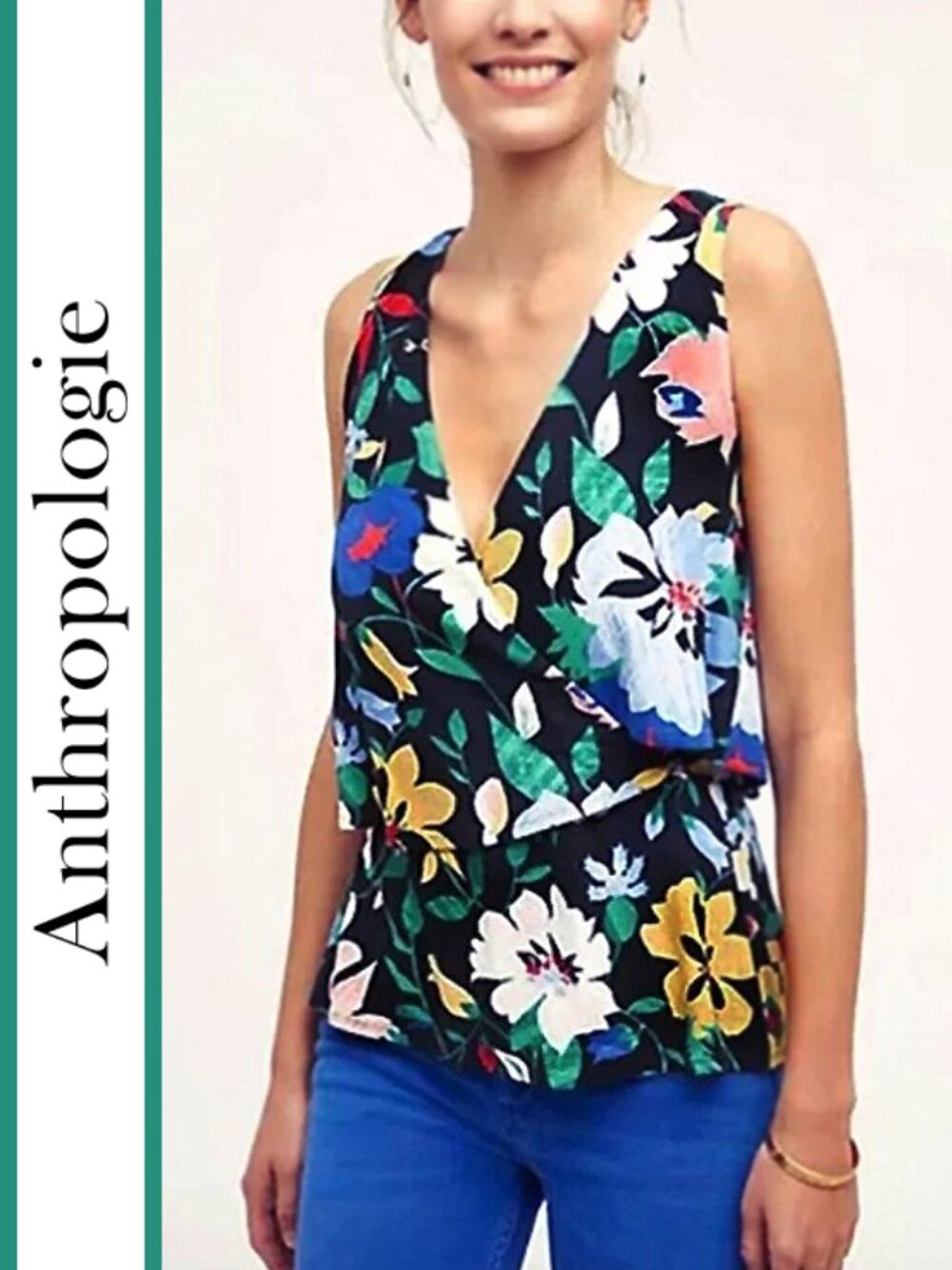 Anthropologie/Deletta | 'Valma' Surplice Tiered Floral Top